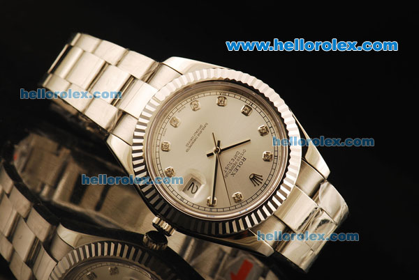 Rolex Datejust II Rolex 3135 Automatic Movement Full Steel with Silver Dial and Diamond Markers - Click Image to Close